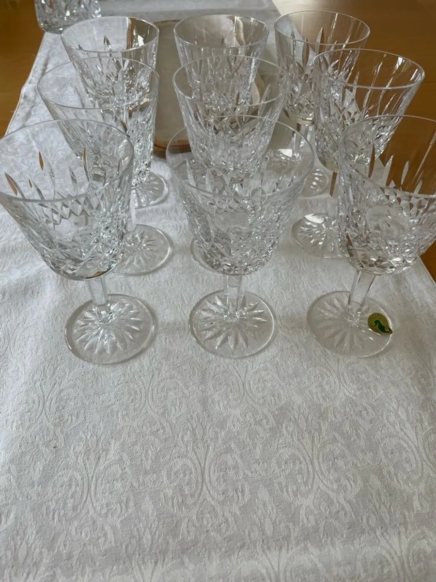 9 vintage Waterford crystal wine glasses Lismore - Image 1