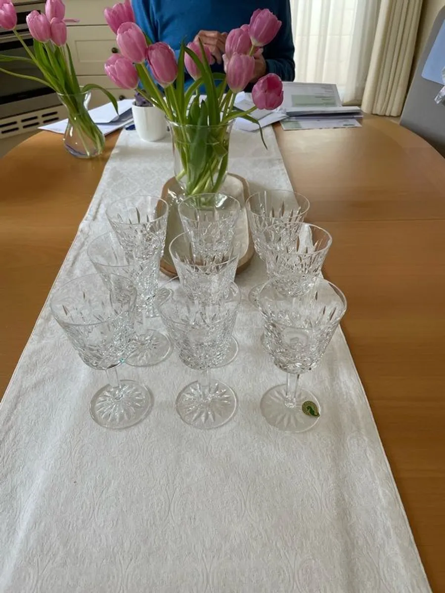 9 vintage Waterford crystal wine glasses Lismore - Image 3