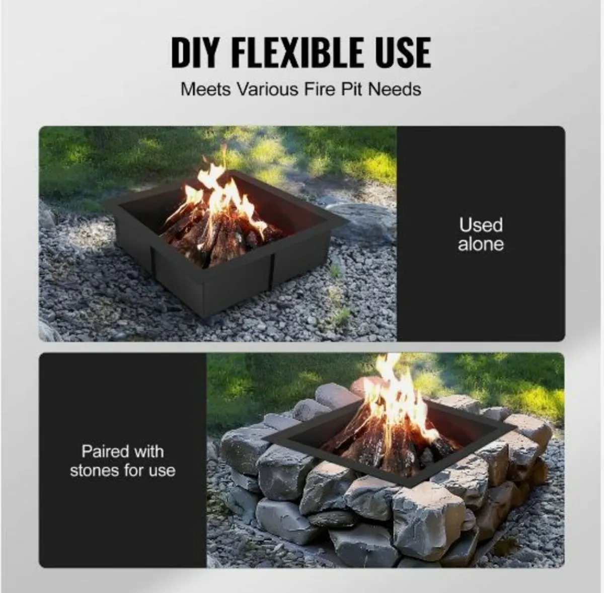 Fire Pit Ring Square 36x36 in Outer Steel - Image 4