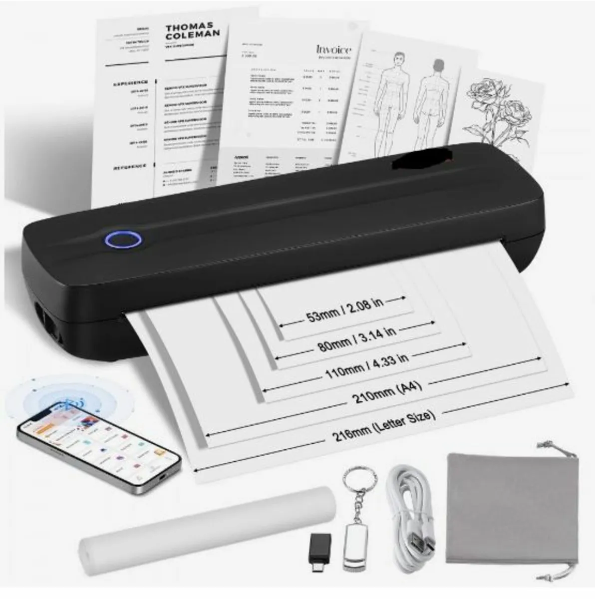 Portable Printer Wireless Inkless Printer 2600 mAh - Image 1