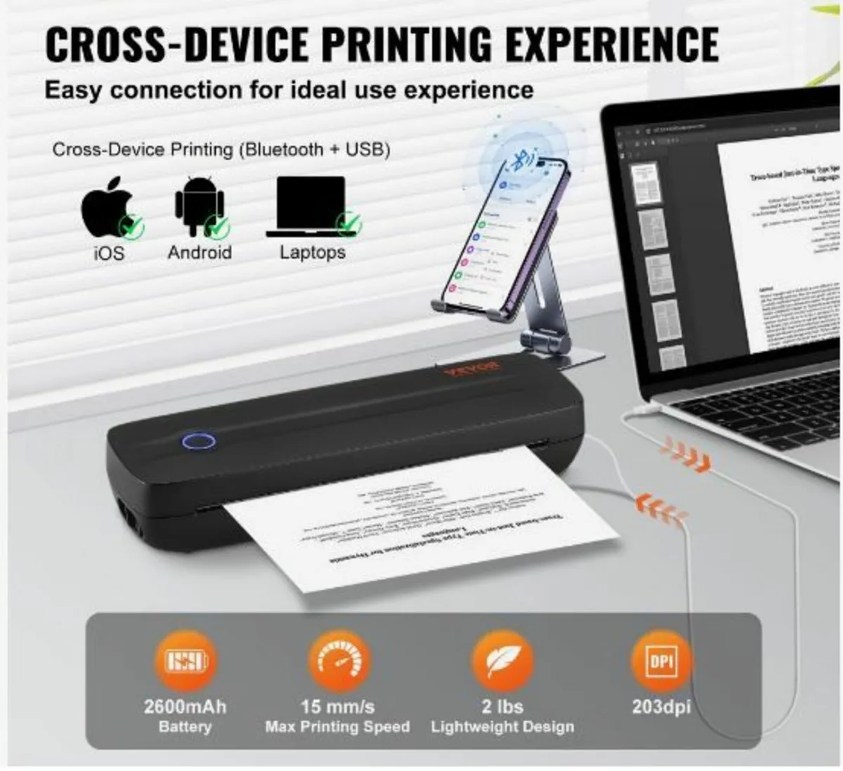 Portable Printer Wireless Inkless Printer 2600 mAh - Image 3