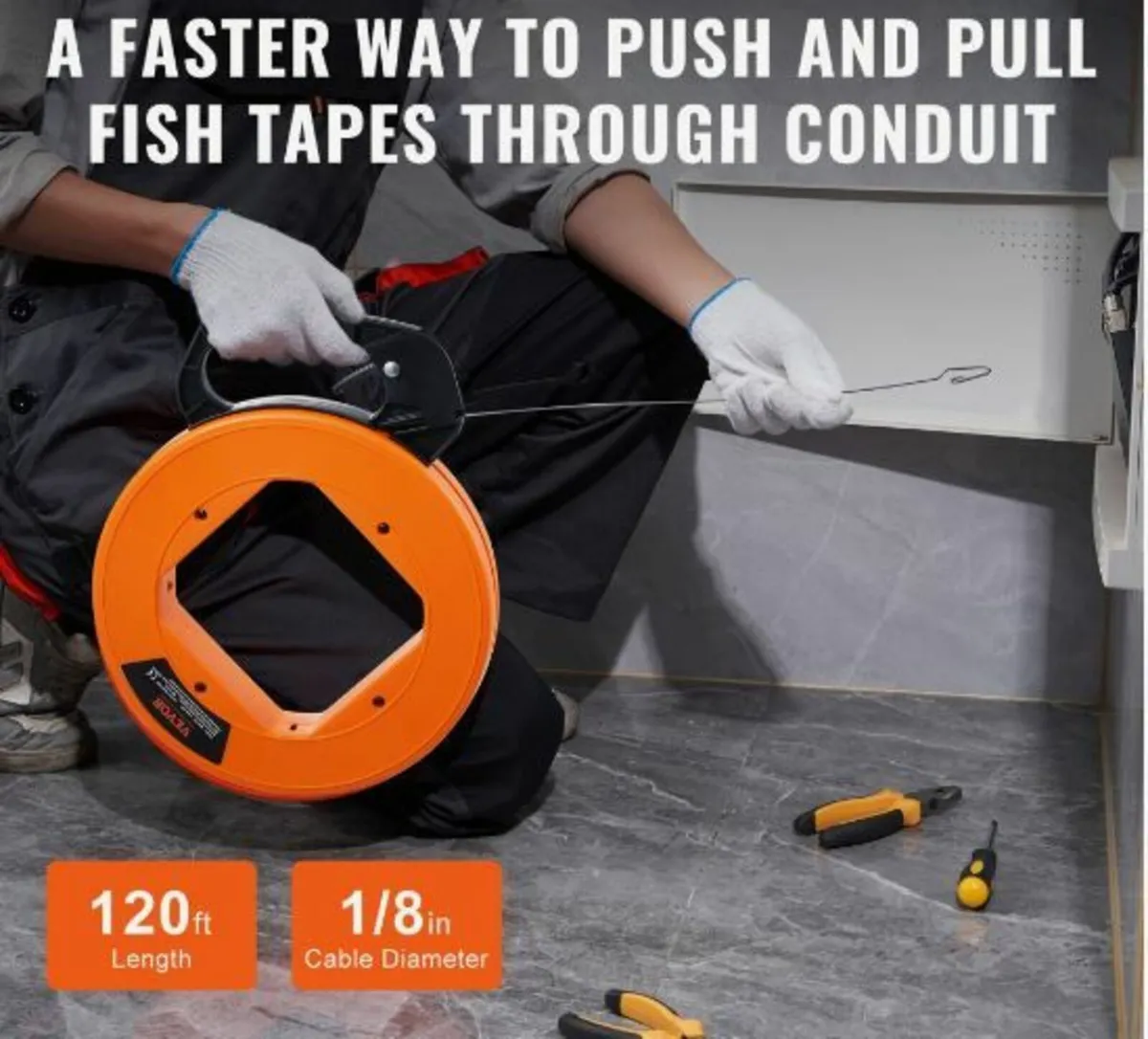 Fish Tape Wire Cable Line Puller 120ft - Image 3