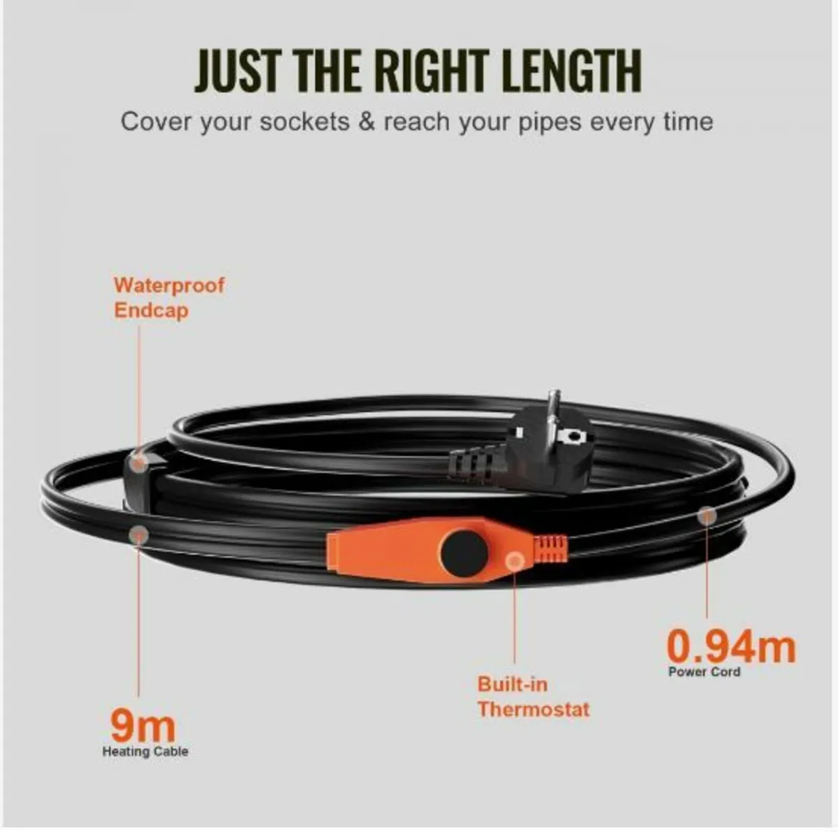Pipe Heating Cable 9m 23W/m Heat Tape - Image 4