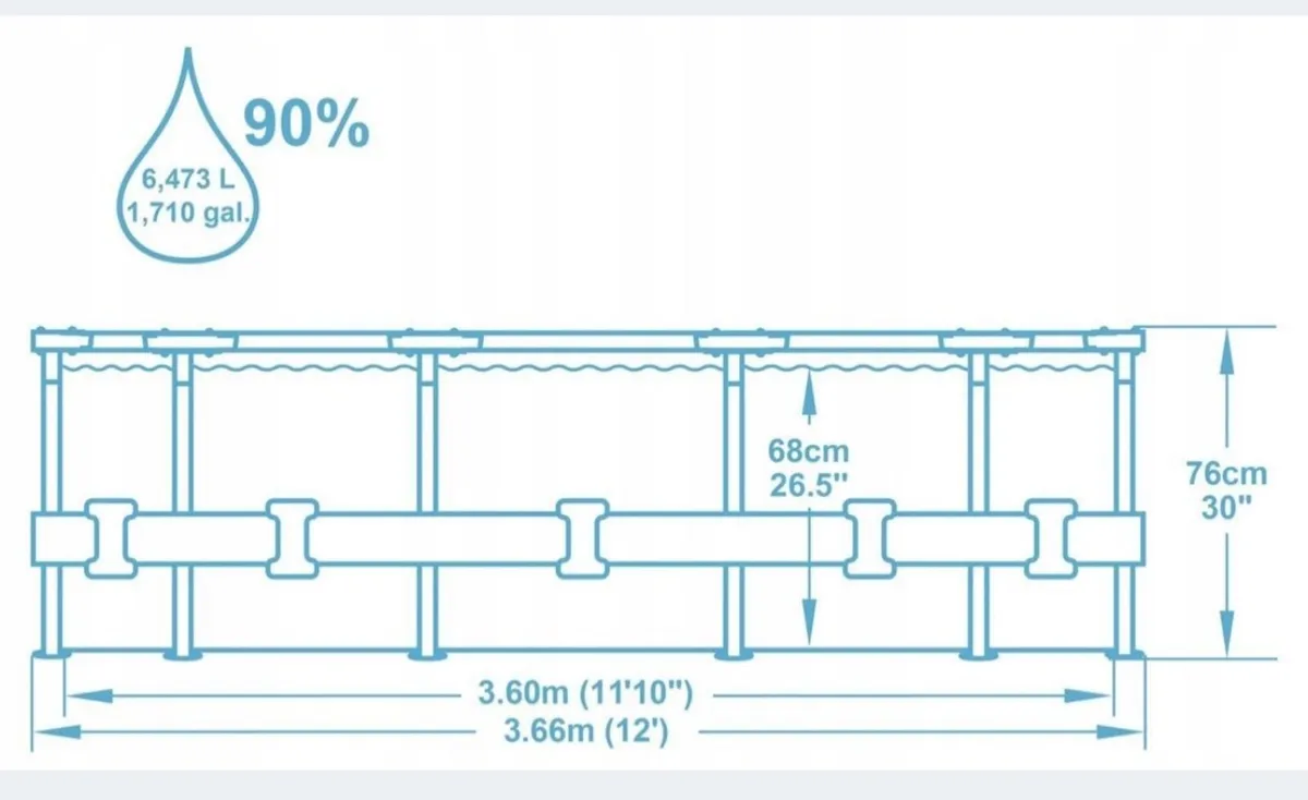 POOL RACK WITH PUMP Bestway 366 x 366 SET COVER MA - Image 2