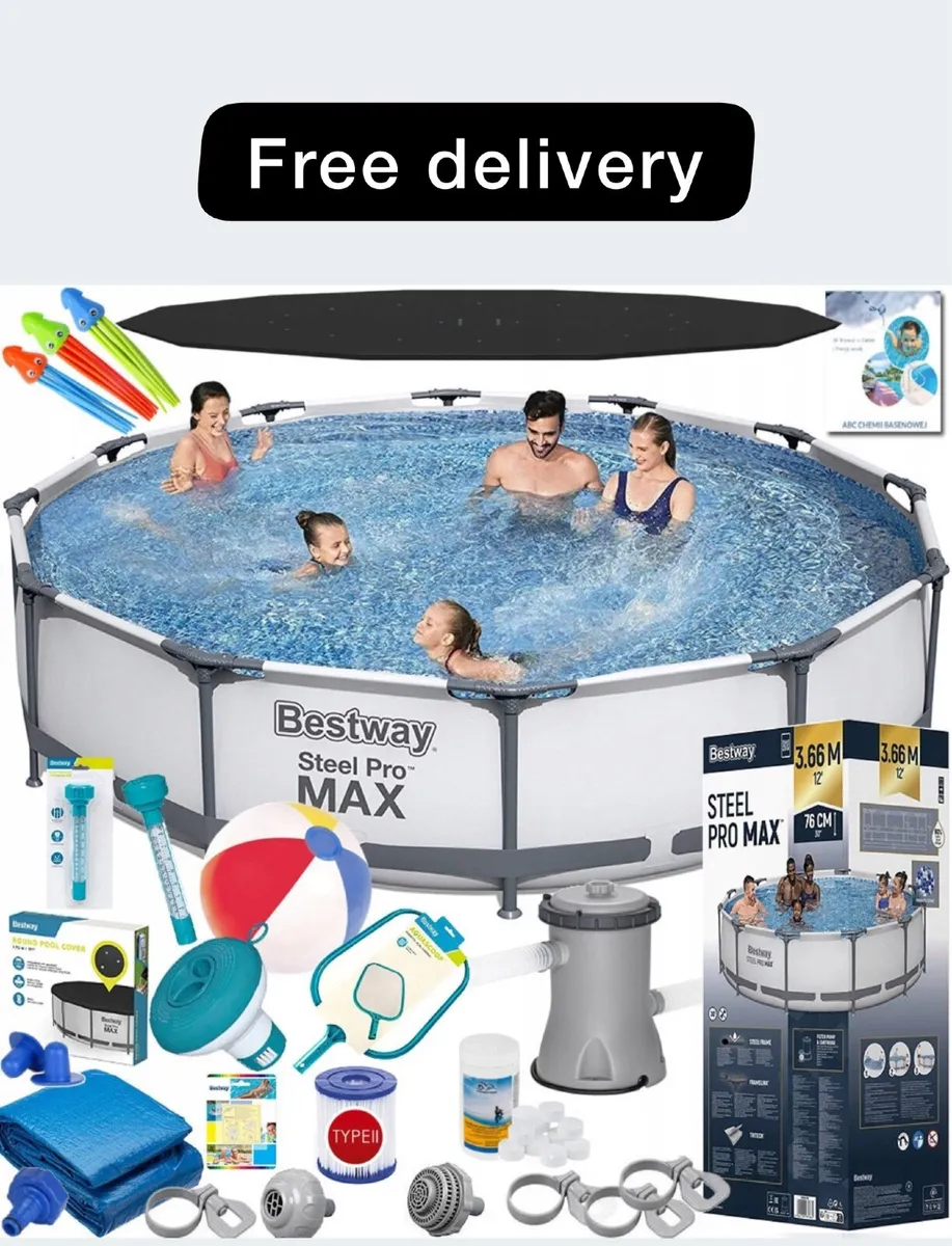 POOL RACK WITH PUMP Bestway 366 x 366 SET COVER MA - Image 1