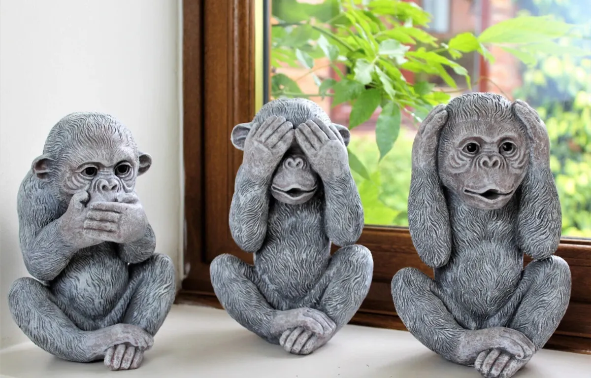 3 Wise Monkeys Garden Ornaments NEW 9.5” High - Image 2