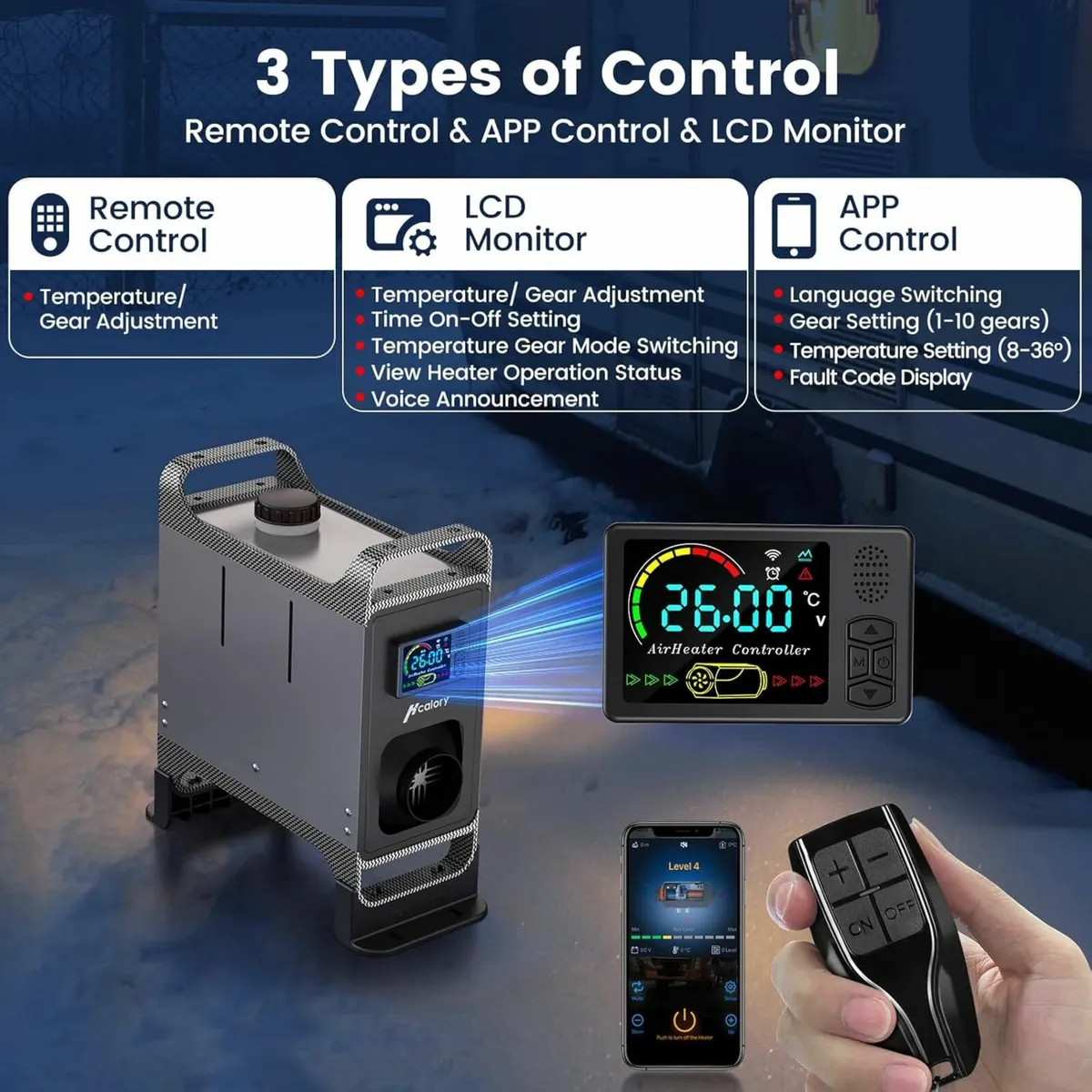 New HCALORY Heater 5-8KW Bluetooth App - Image 2