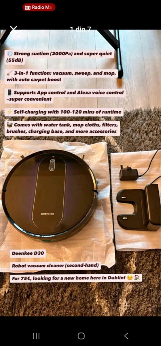 Robot vacum cleaner+ mop  second-hand - Image 1