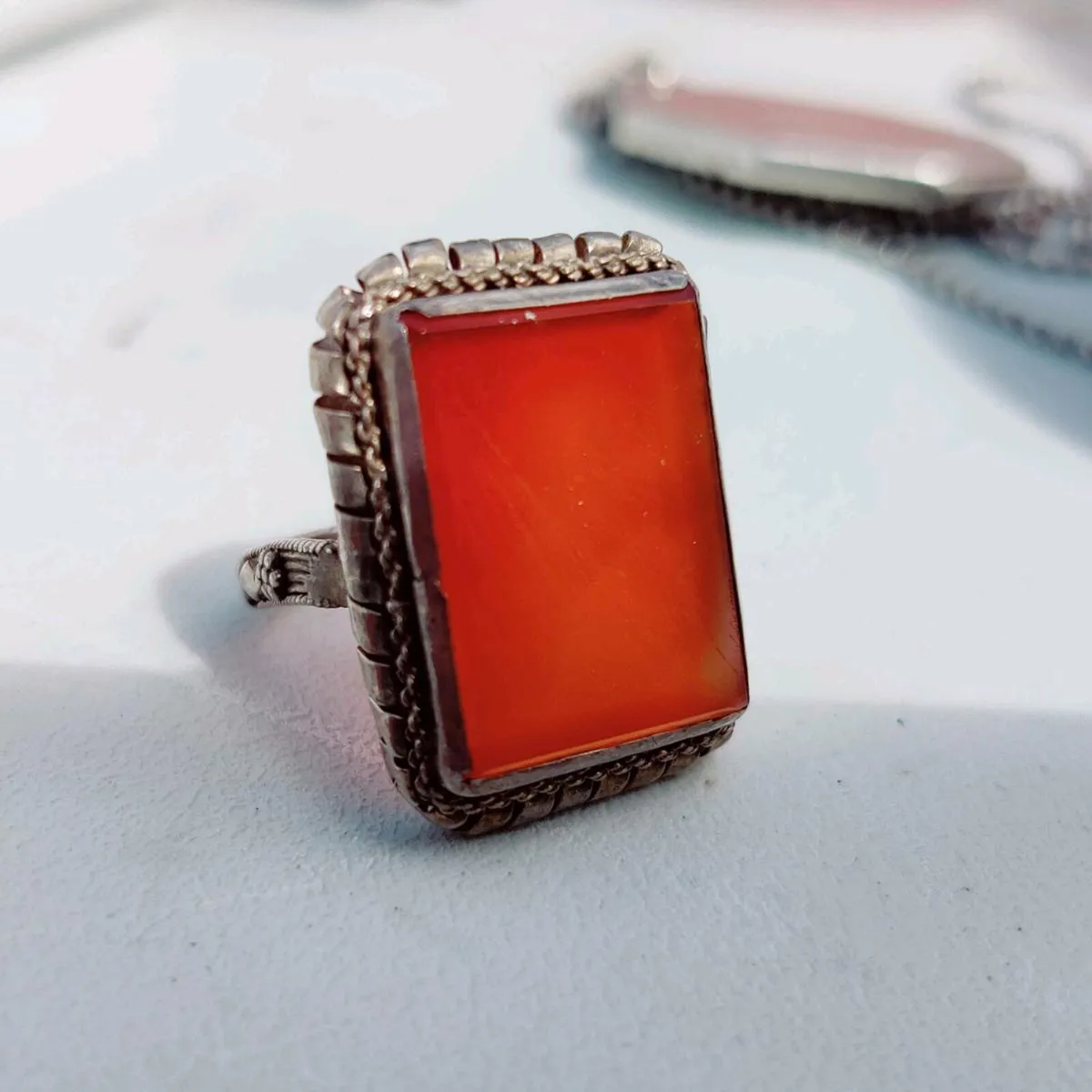 RARE TUDOR CARNELIAN, 925 Silver Unisex Ring ! - Image 1