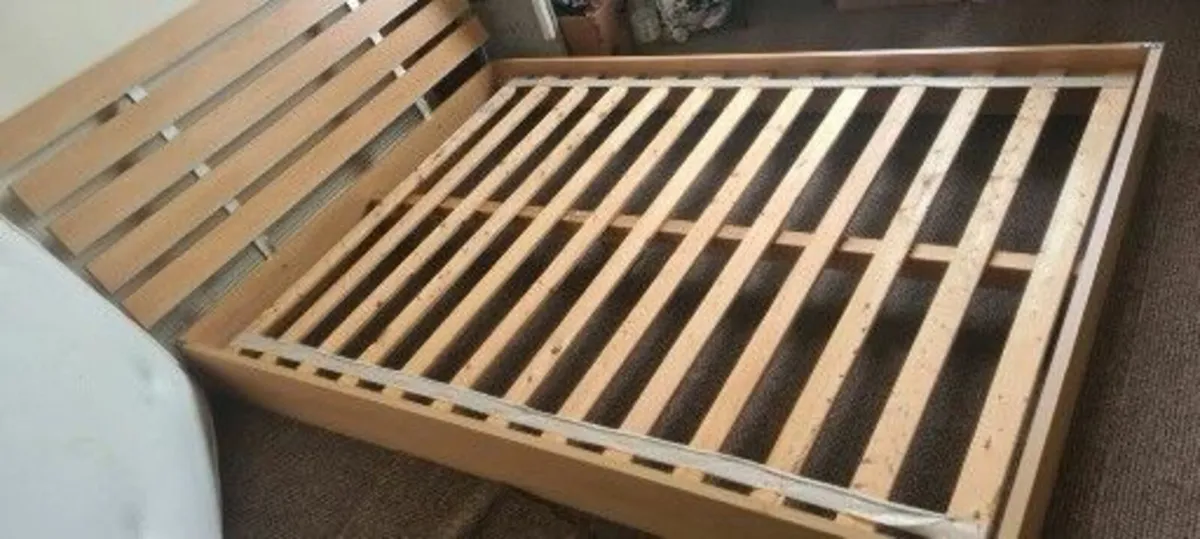 Low Platform Beach wood Double Bed - Image 3