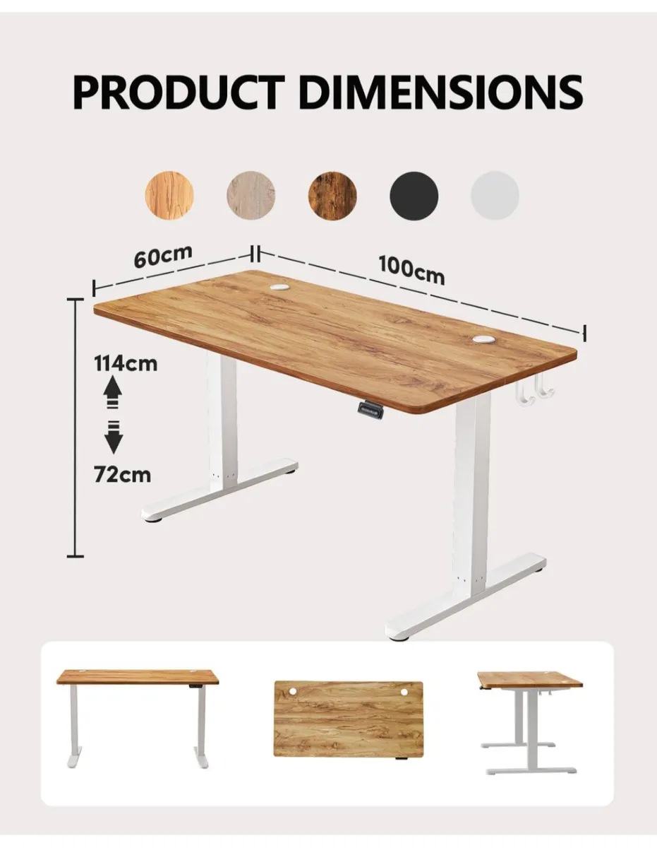 100 x 60cm Electric Height Adjustable Standing Des - Image 2