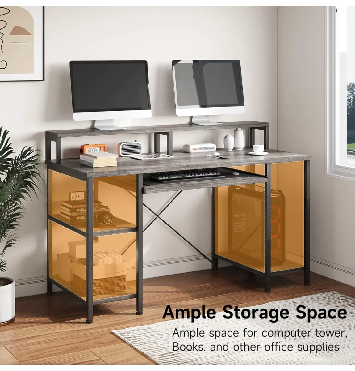 47" Computer Desk with Keyboard Tray, Home Office - Image 4