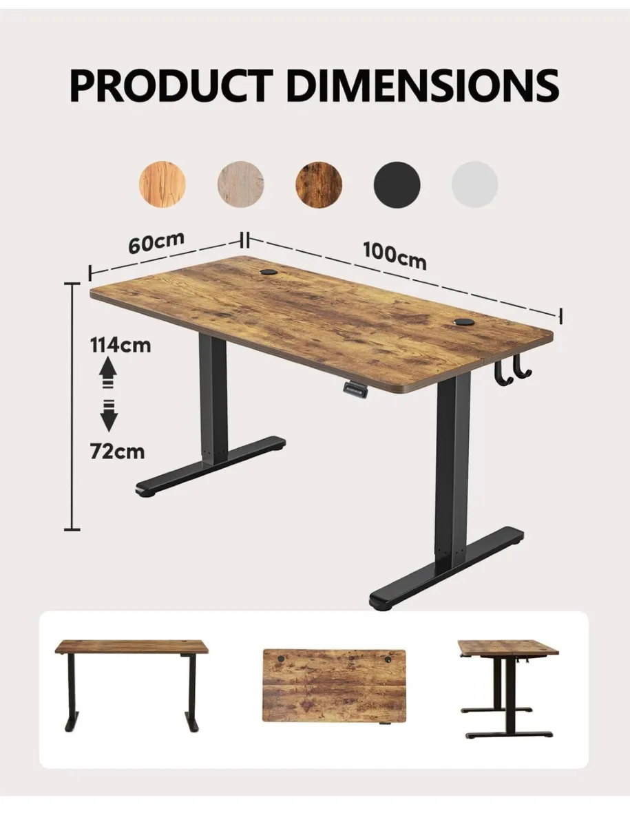 100 x 60cm Electric Height Adjustable Standing Des - Image 2