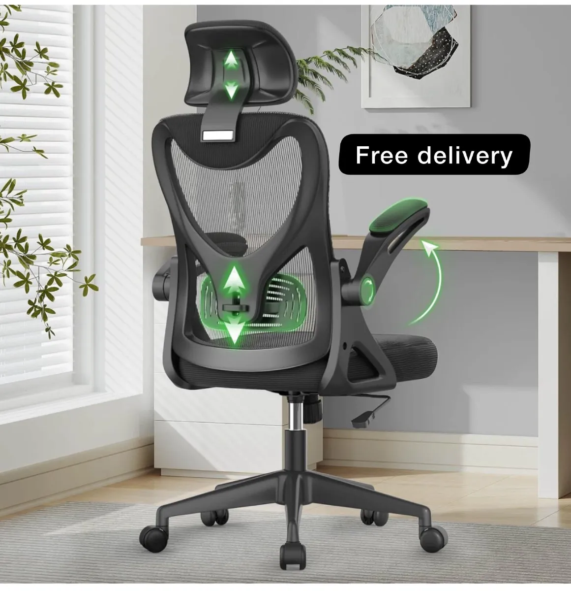 Office Chair - Ergonomic Desk Chair with Lumbar Su - Image 1