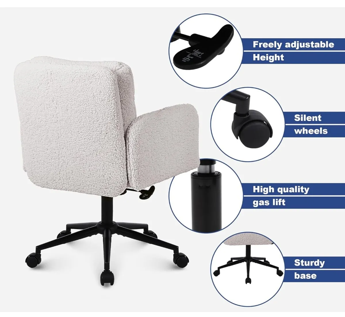 Office Chairs for Home, Faux Cashmere Desk Chair w - Image 2