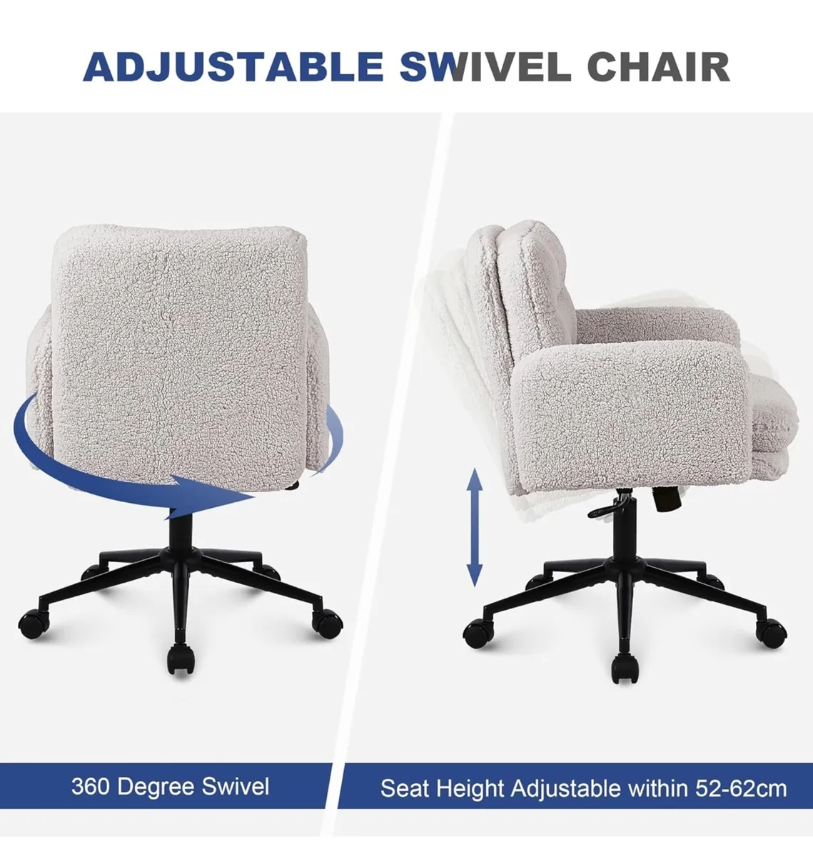 Office Chairs for Home, Faux Cashmere Desk Chair w - Image 3