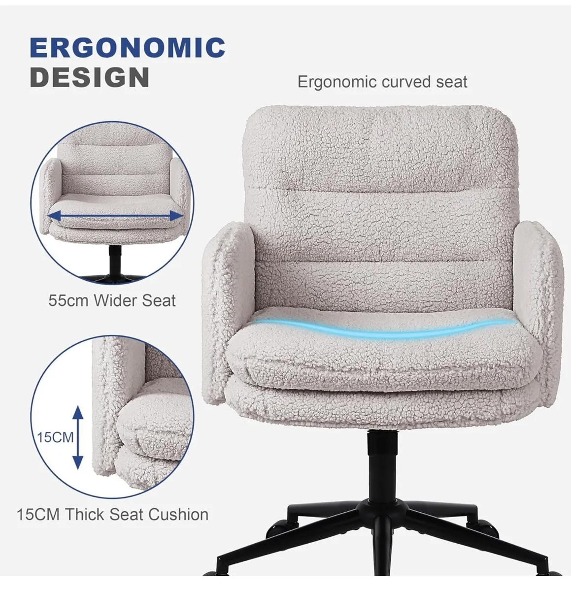 Office Chairs for Home, Faux Cashmere Desk Chair w - Image 4