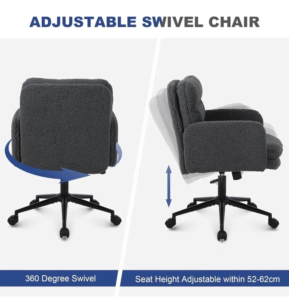 Office Chairs for Home, Faux Cashmere Desk Chair w - Image 2