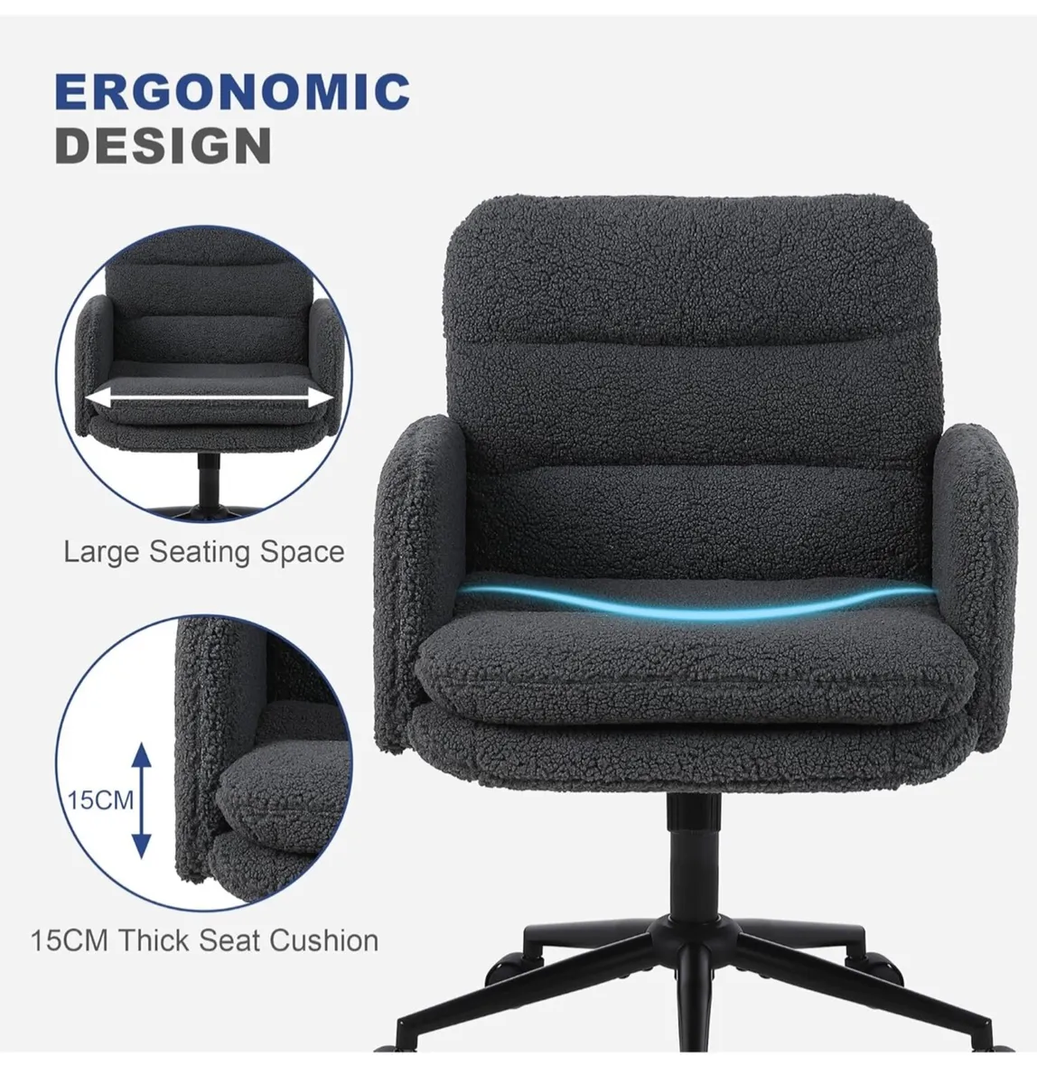 Office Chairs for Home, Faux Cashmere Desk Chair w - Image 4