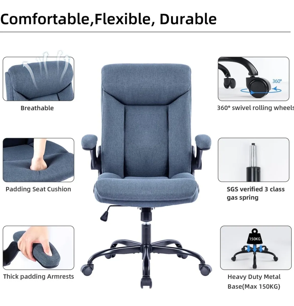 Executive Office Chair, Ergonomic Computer Desk Ch - Image 4