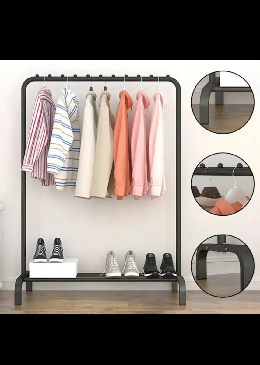 Metal Clothes Rail Rack with Shoe Shelf NEW - Image 3