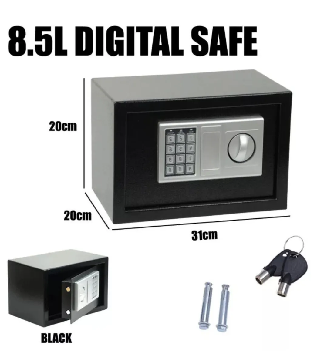 NEW 8.5L Secure Digital Steel Safe 31x20x20cm - Image 2