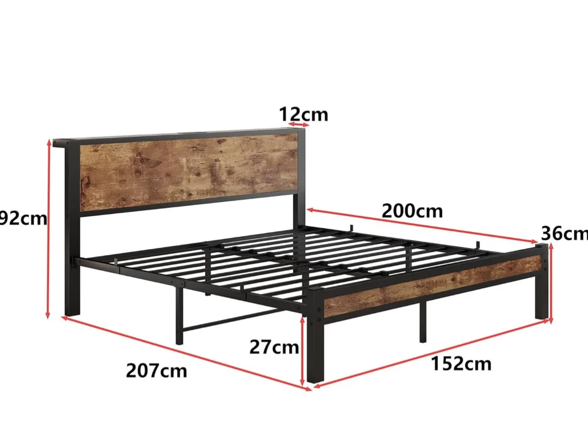 King Size Bed Frame Metal Platform Bed Frame - Image 2