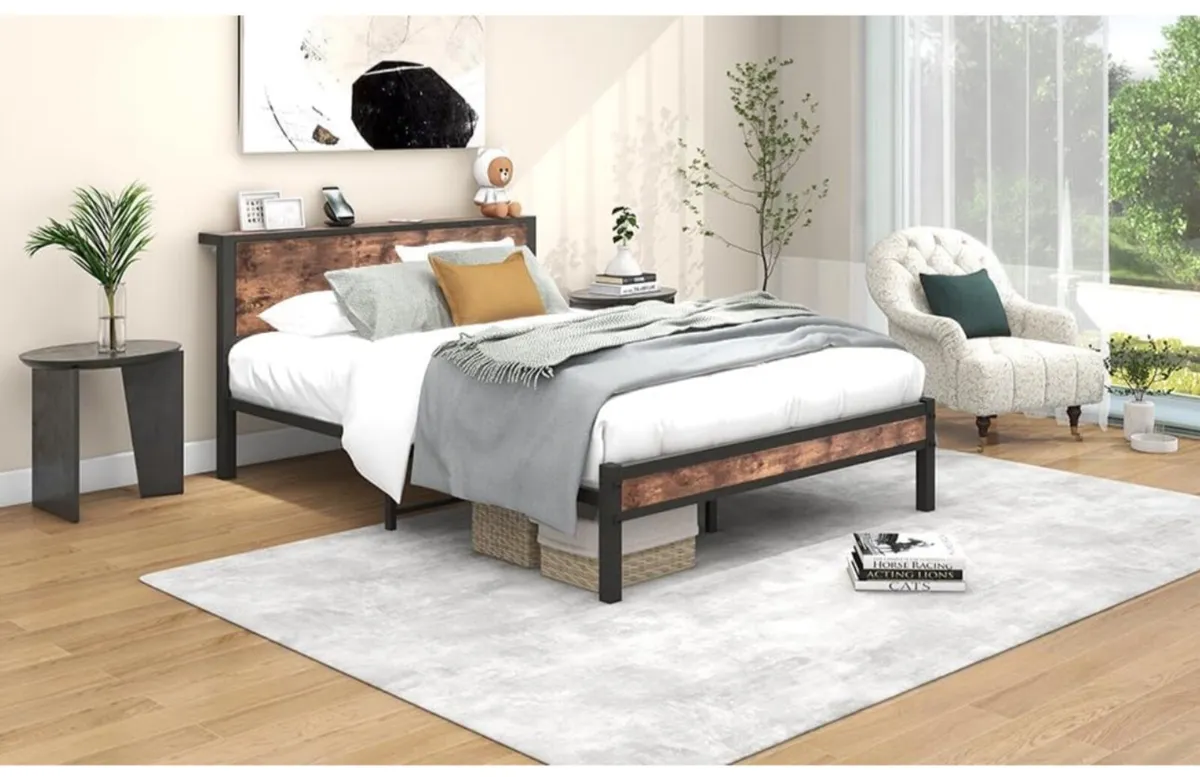 King Size Bed Frame Metal Platform Bed Frame - Image 3