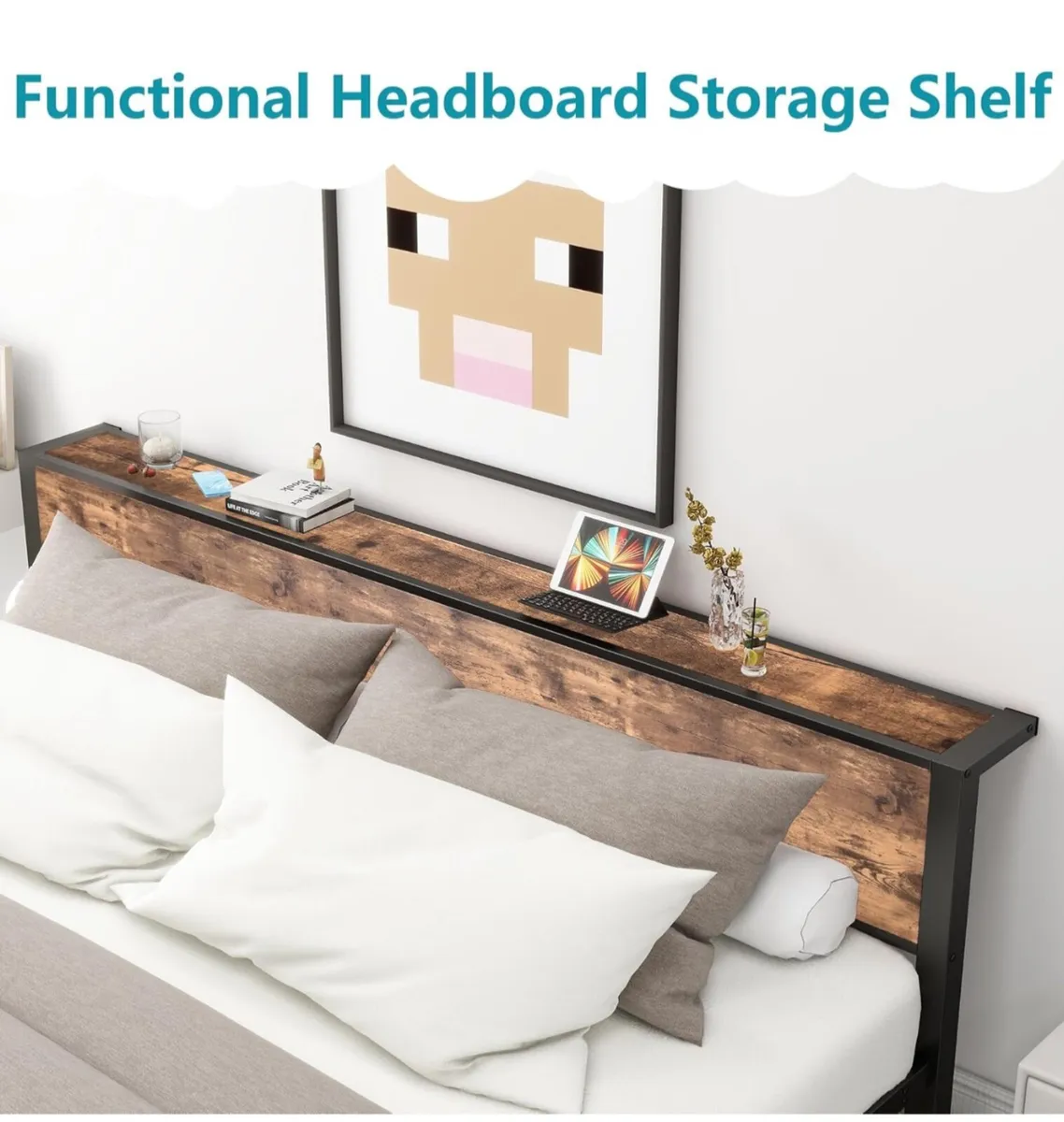 King Size Bed Frame Metal Platform Bed Frame - Image 4