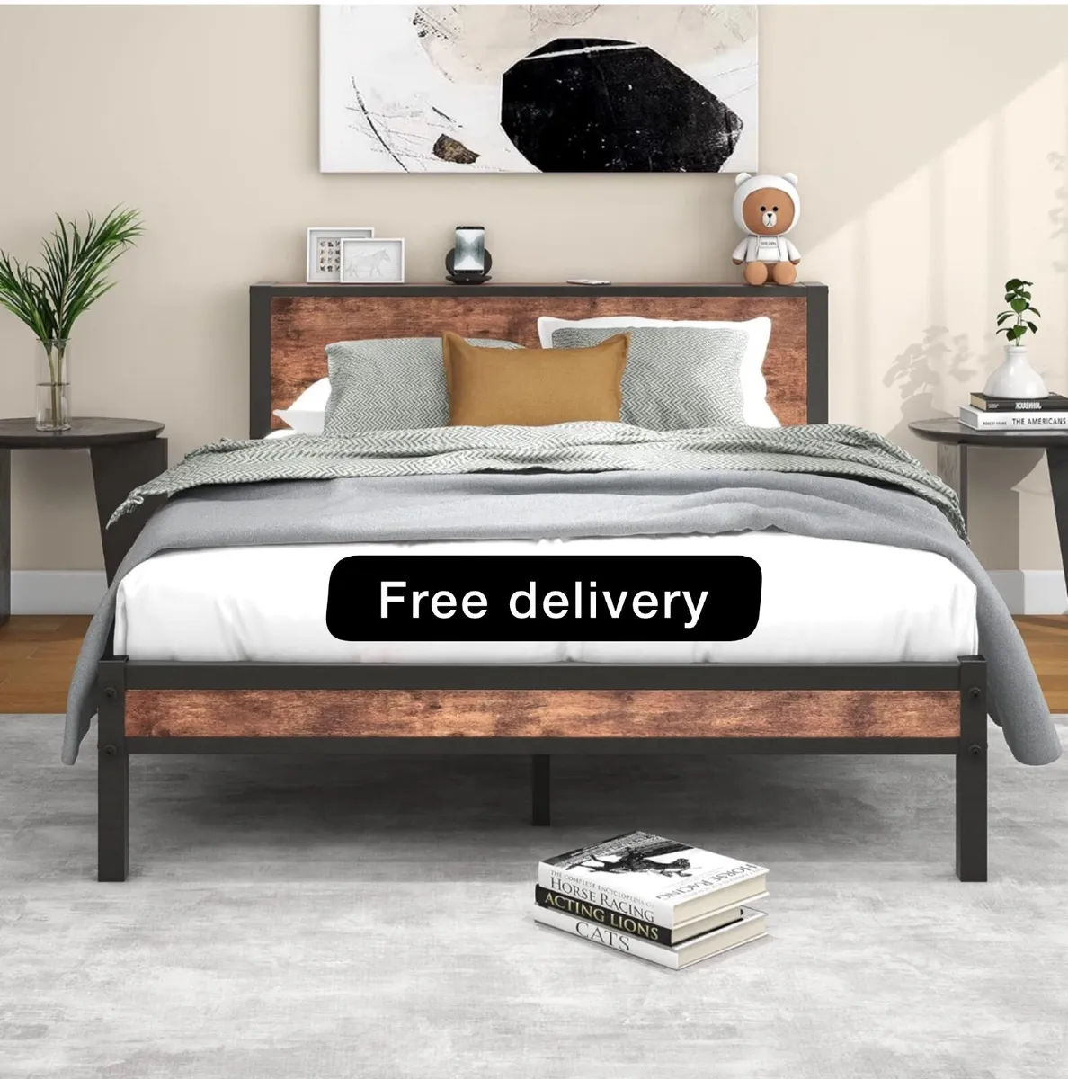 King Size Bed Frame Metal Platform Bed Frame - Image 1