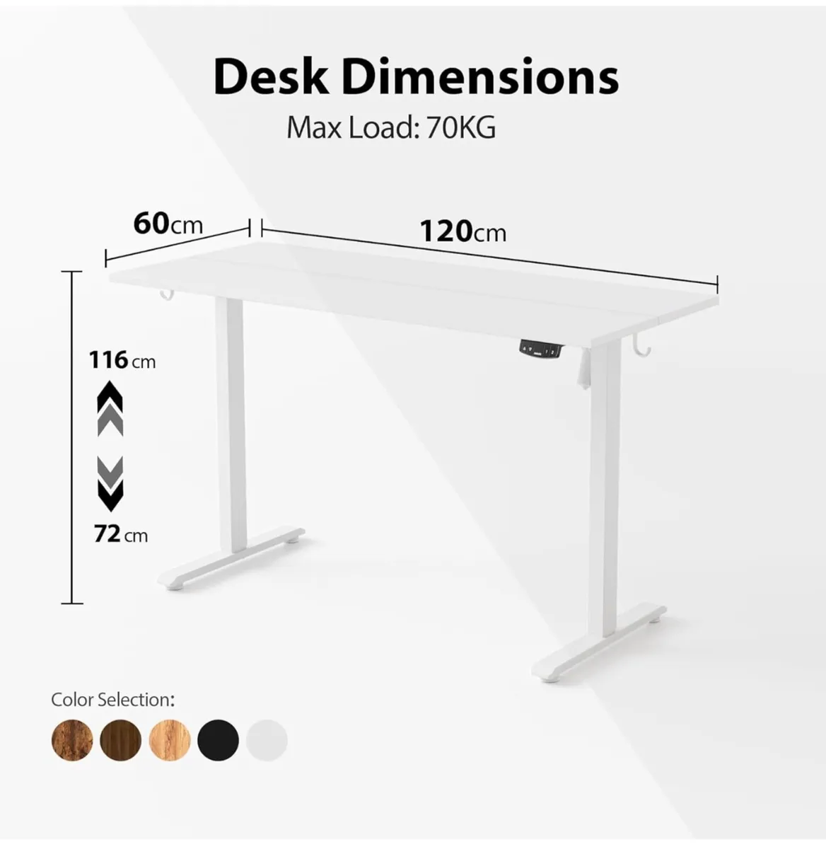 Electric Standing Desk, 120 x 60 cm Height Adjusta - Image 2