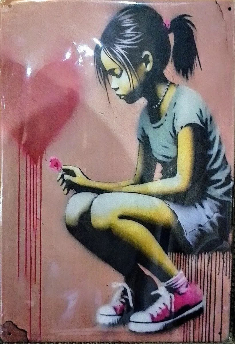 Metal Wall Art * Print * Girl Heart  Not  Ban k sy - Image 1