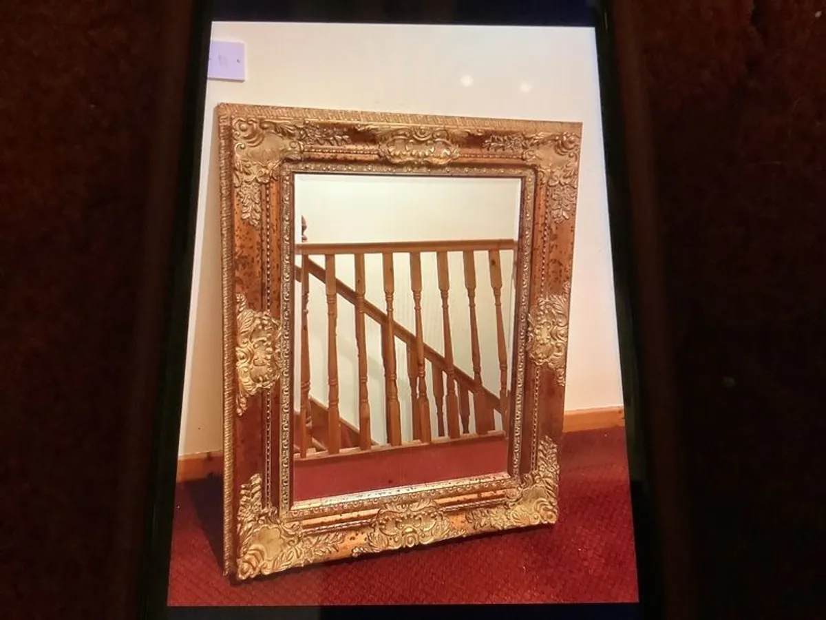 Large Antique Gold Mirror - Image 1