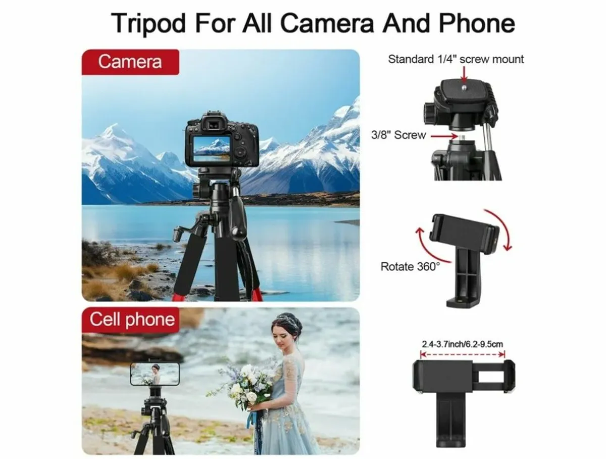 74-inch / 188cm Aluminium Tripod for Mobile Phone - Image 3