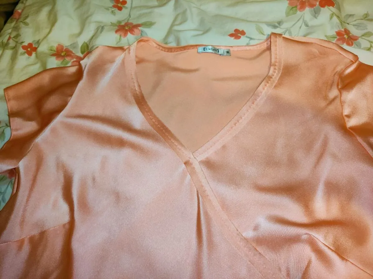 LADY H DESIGNER, New Soft Satin Slip Over Blouse ! - Image 1
