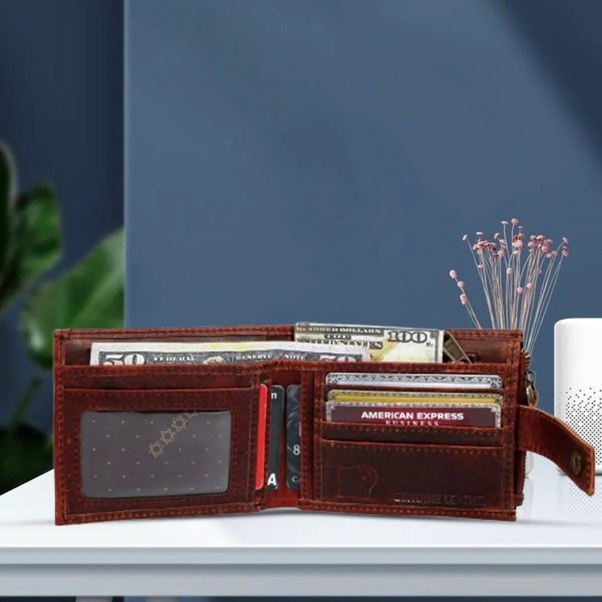 RFID Blocking Leather Wallet Bifold Card Holder - Image 4