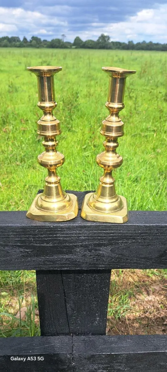 2 original brass candle stick holders