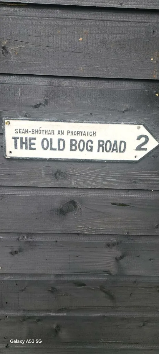 Old bog road cast iron sign