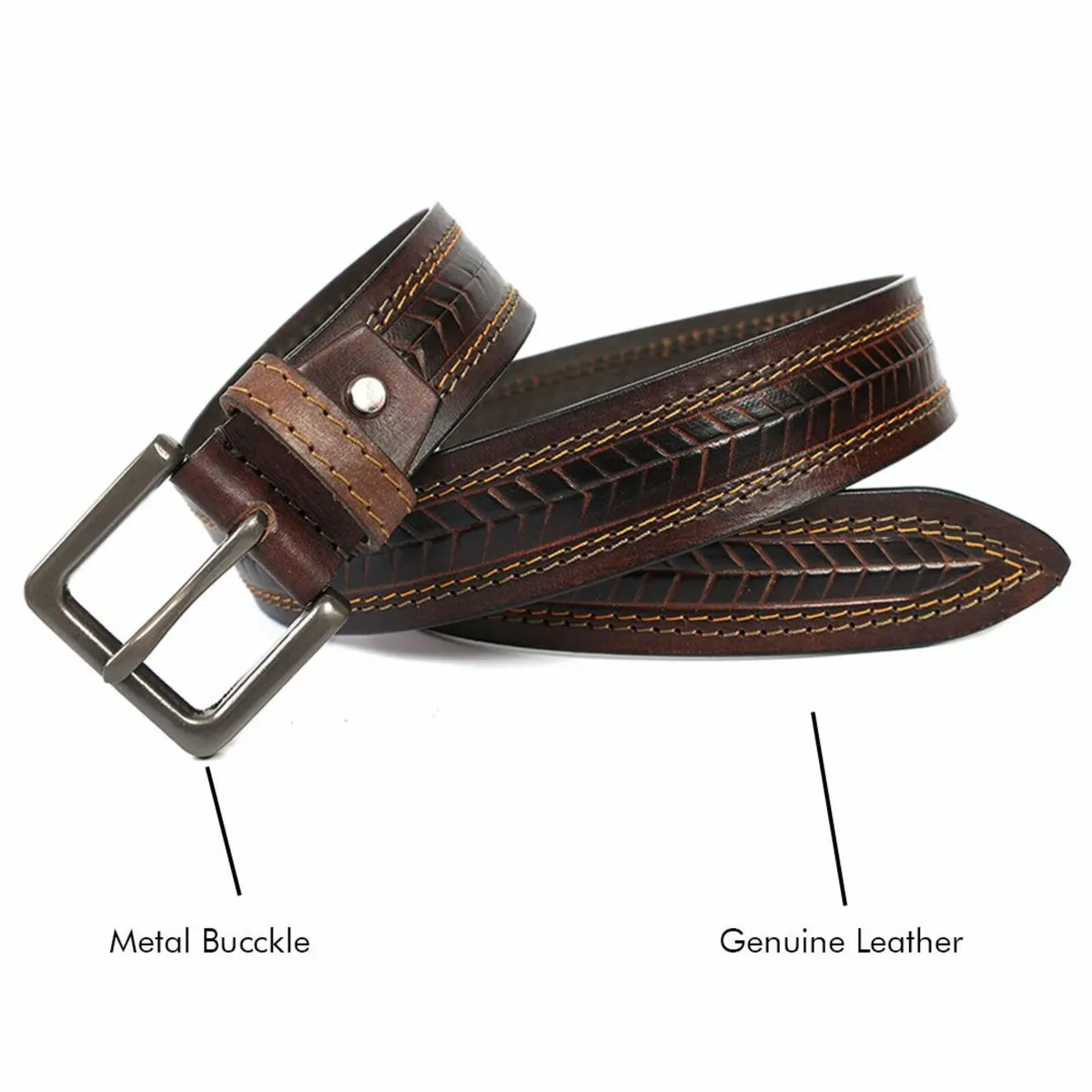 Genuine Leather Classic Handmade Men’s Belt - Image 4