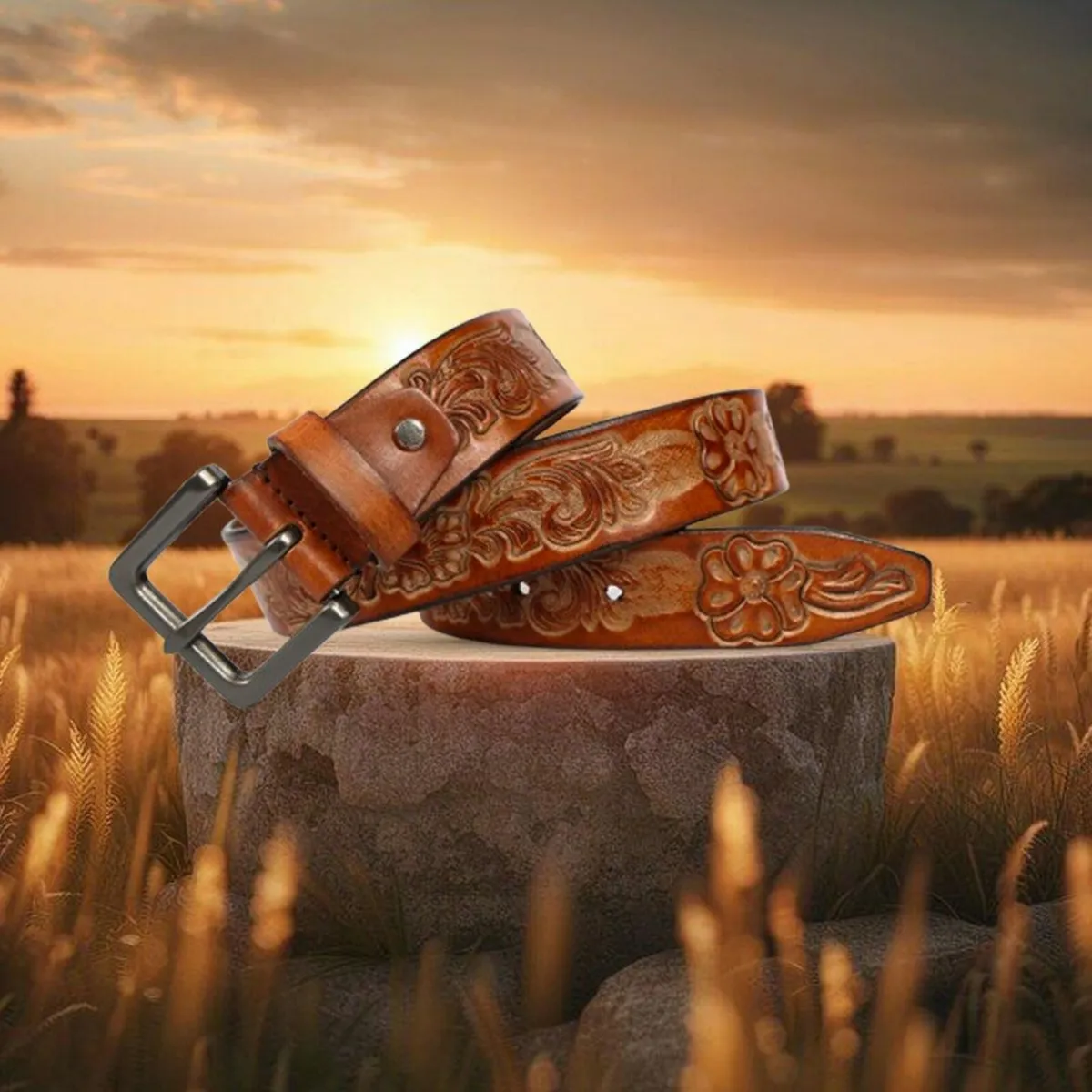 Genuine Leather Classic Handmade Men’s Belt - Image 1