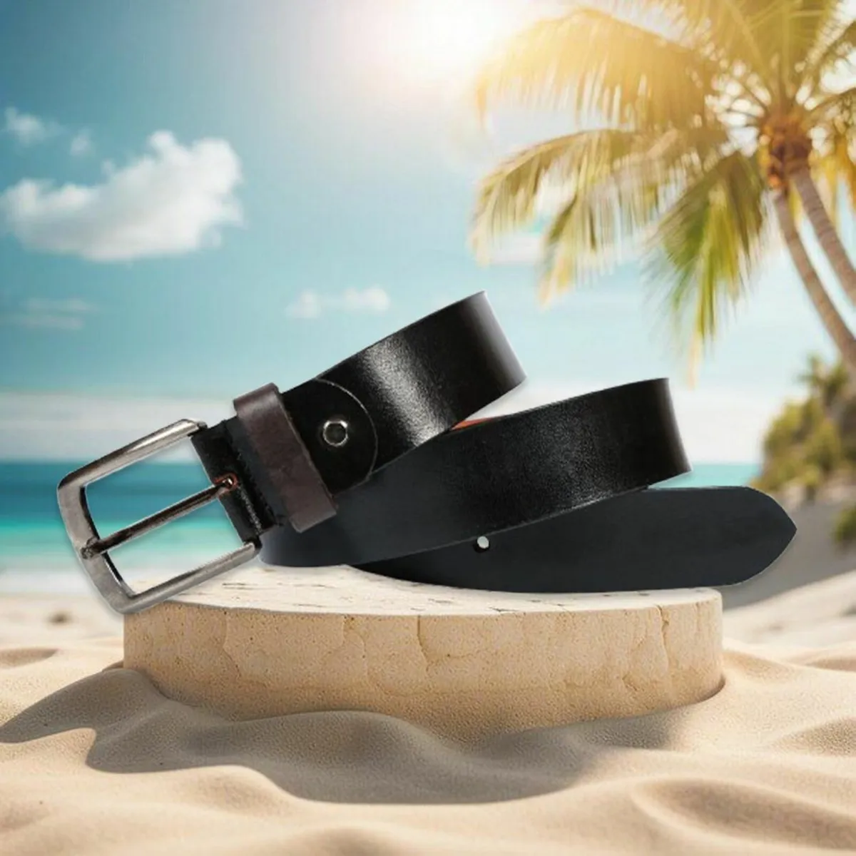 Genuine Leather Classic Handmade Men’s Belt - Image 1