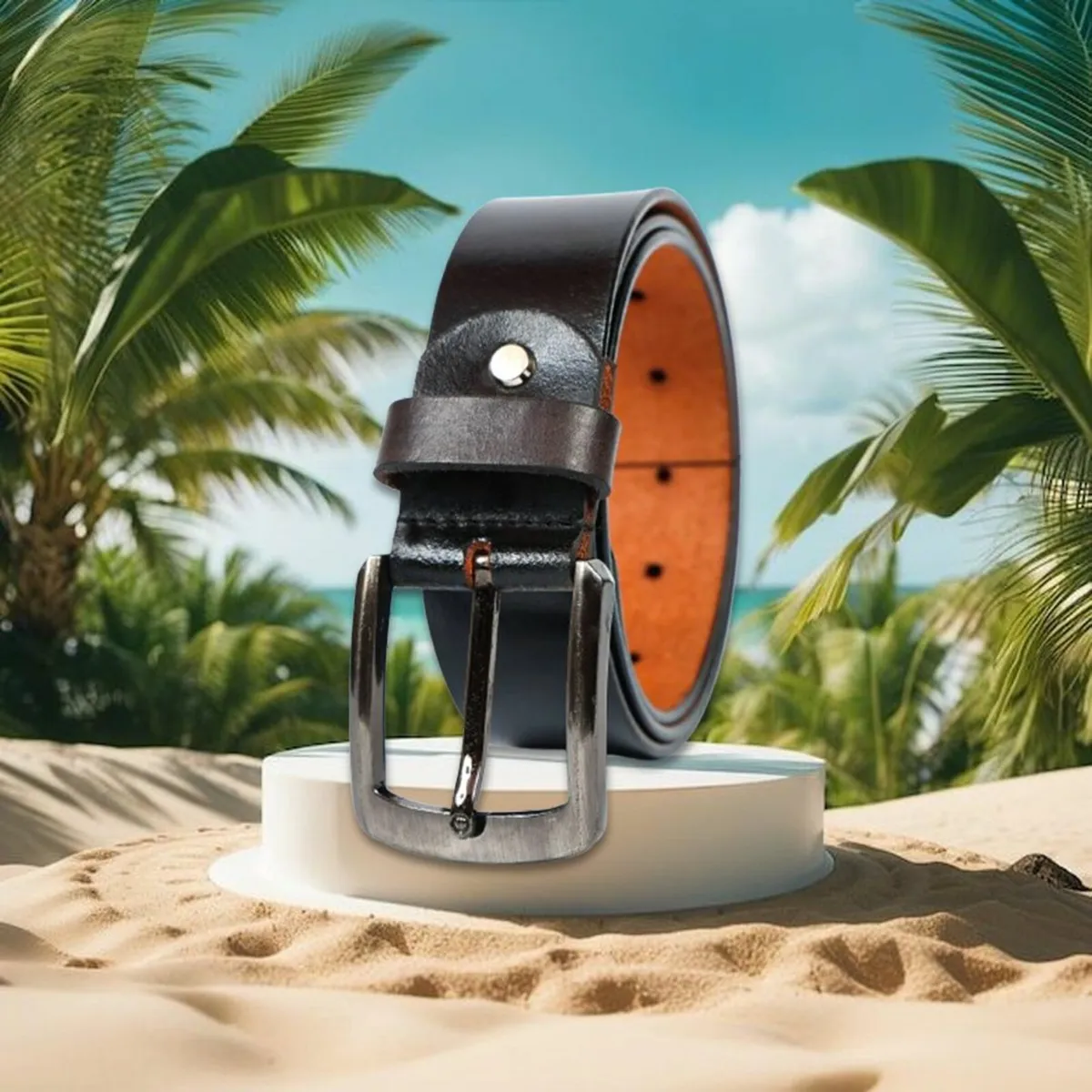 Genuine Leather Classic Handmade Men’s Belt - Image 2