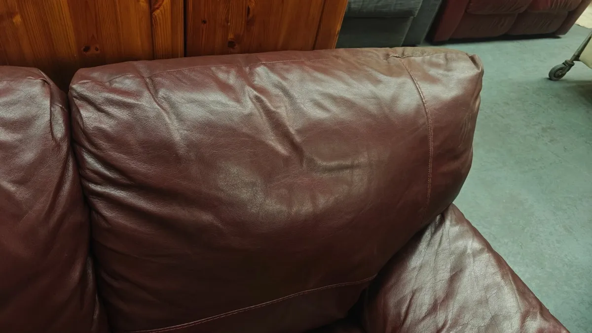 Wine Leather 2 Seater Couch - Image 3