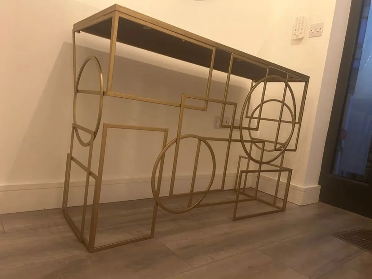Gold art deco-style console table - Image 2