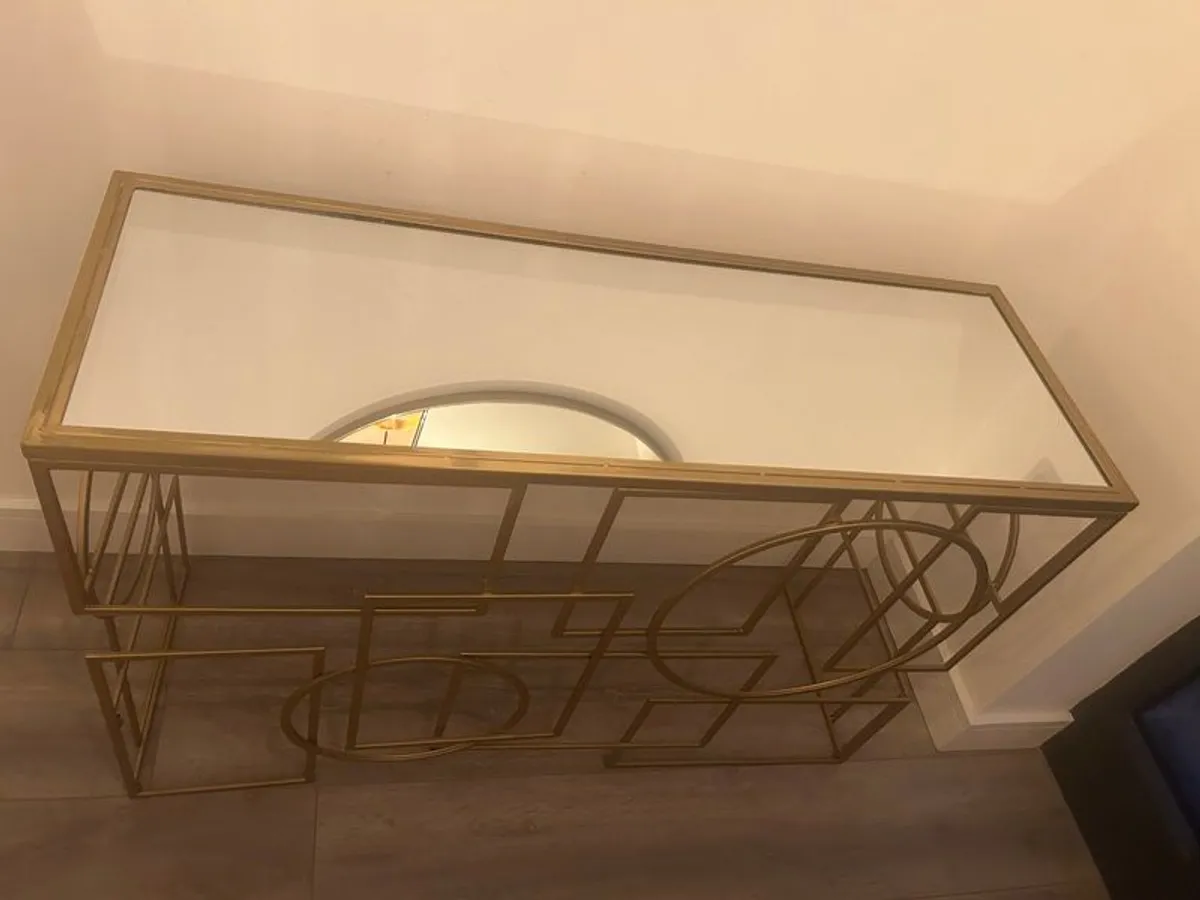 Gold art deco-style console table - Image 3