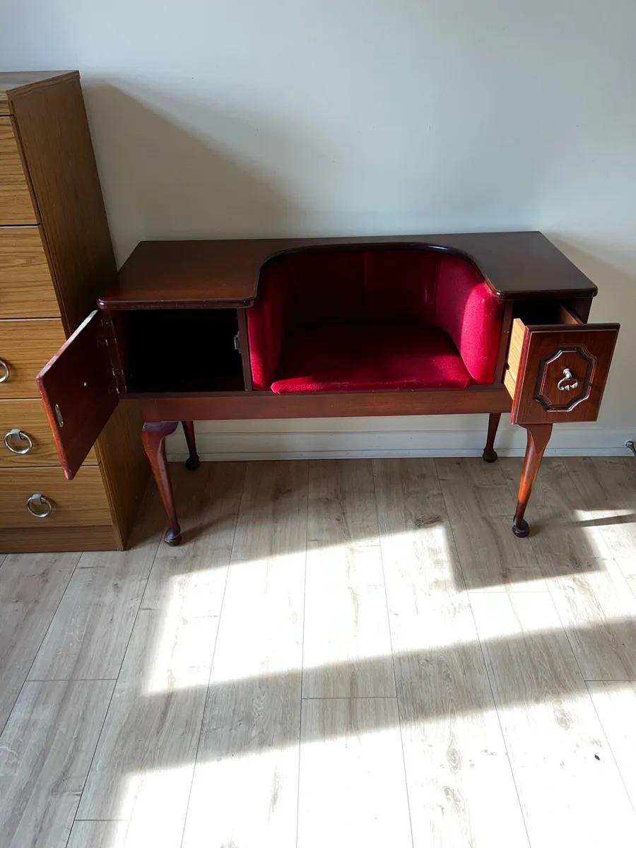 Elegant Vintage Phone Table with Built in Seat - Image 2