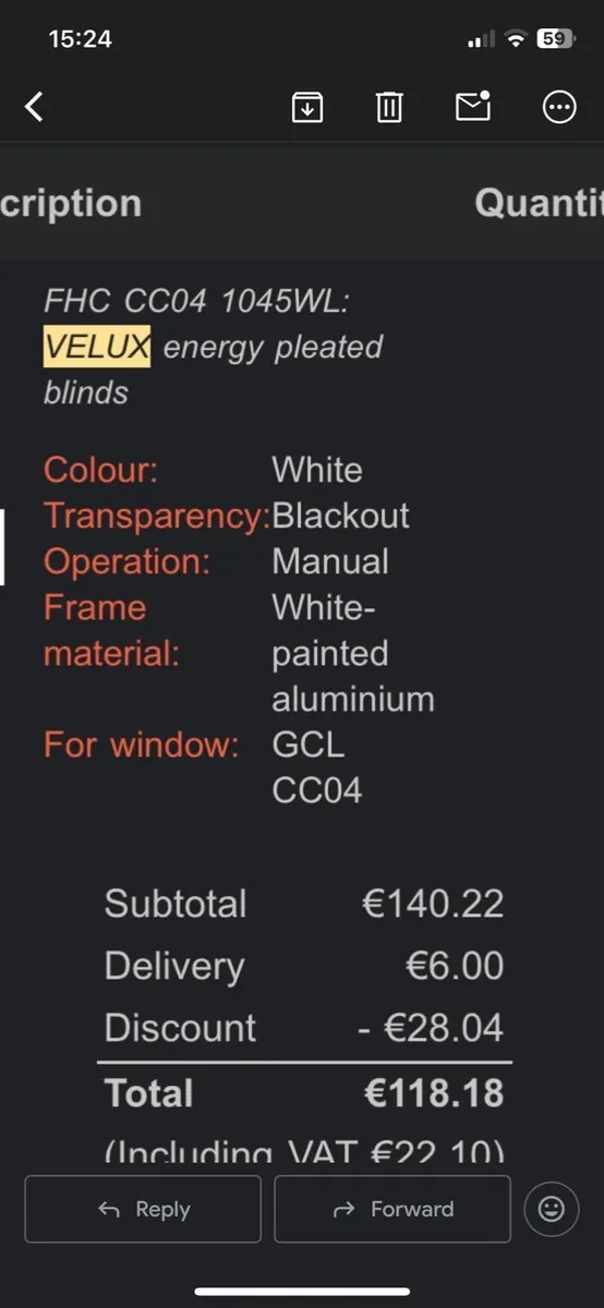 Velux window blind