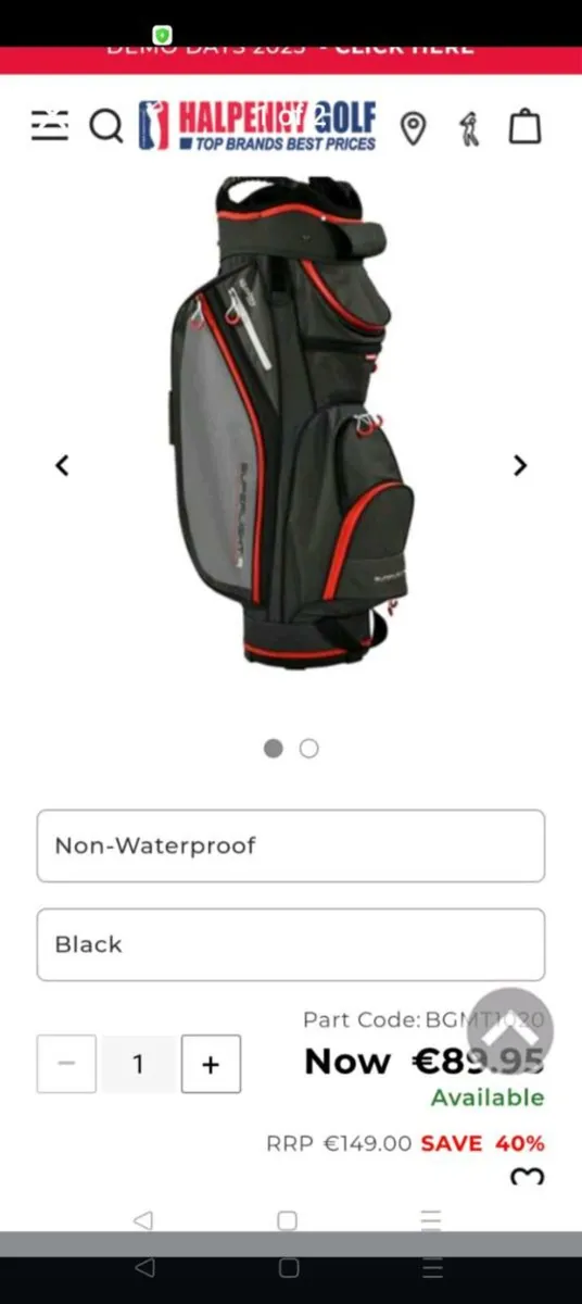 Masters cart golf bag - Image 1