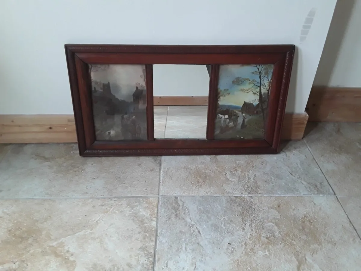 Very old antique mirror picture on either side - Image 1