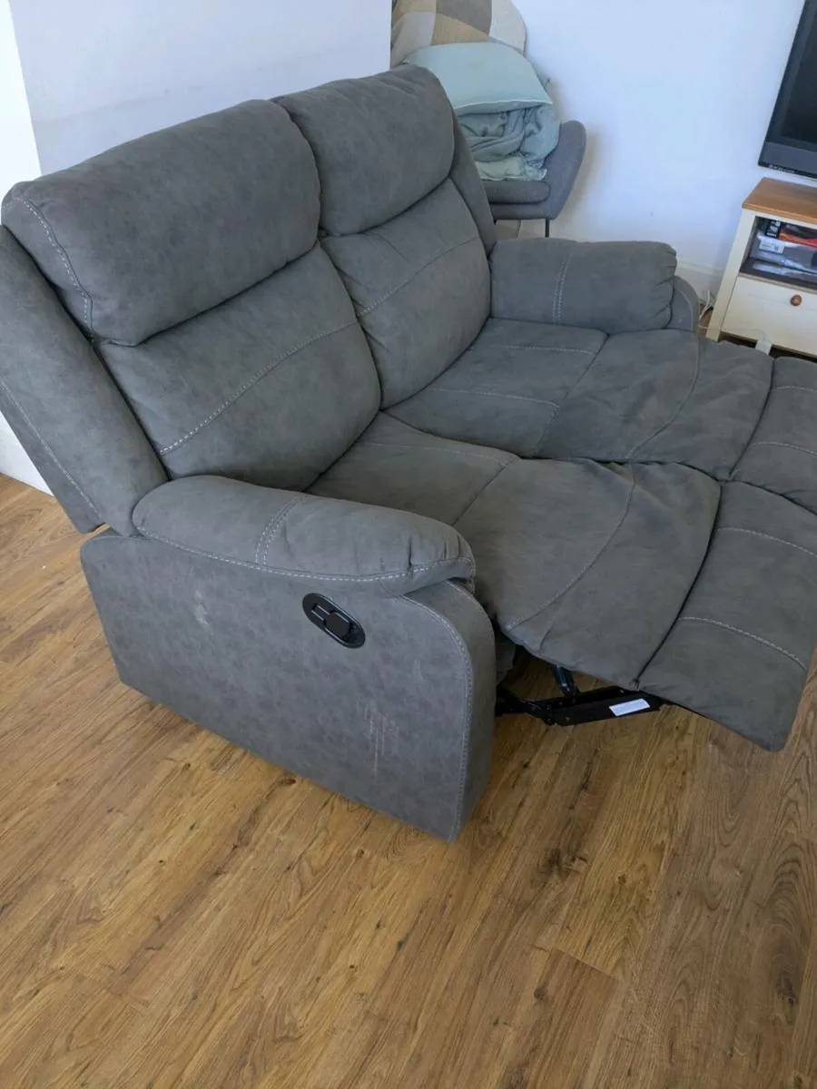 Two seater charcoal recliner sofa - Image 3